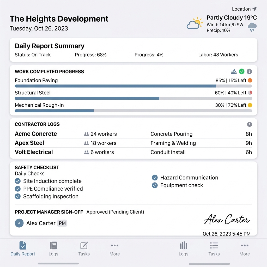Construction Daily Report | Simply Connected Systems
