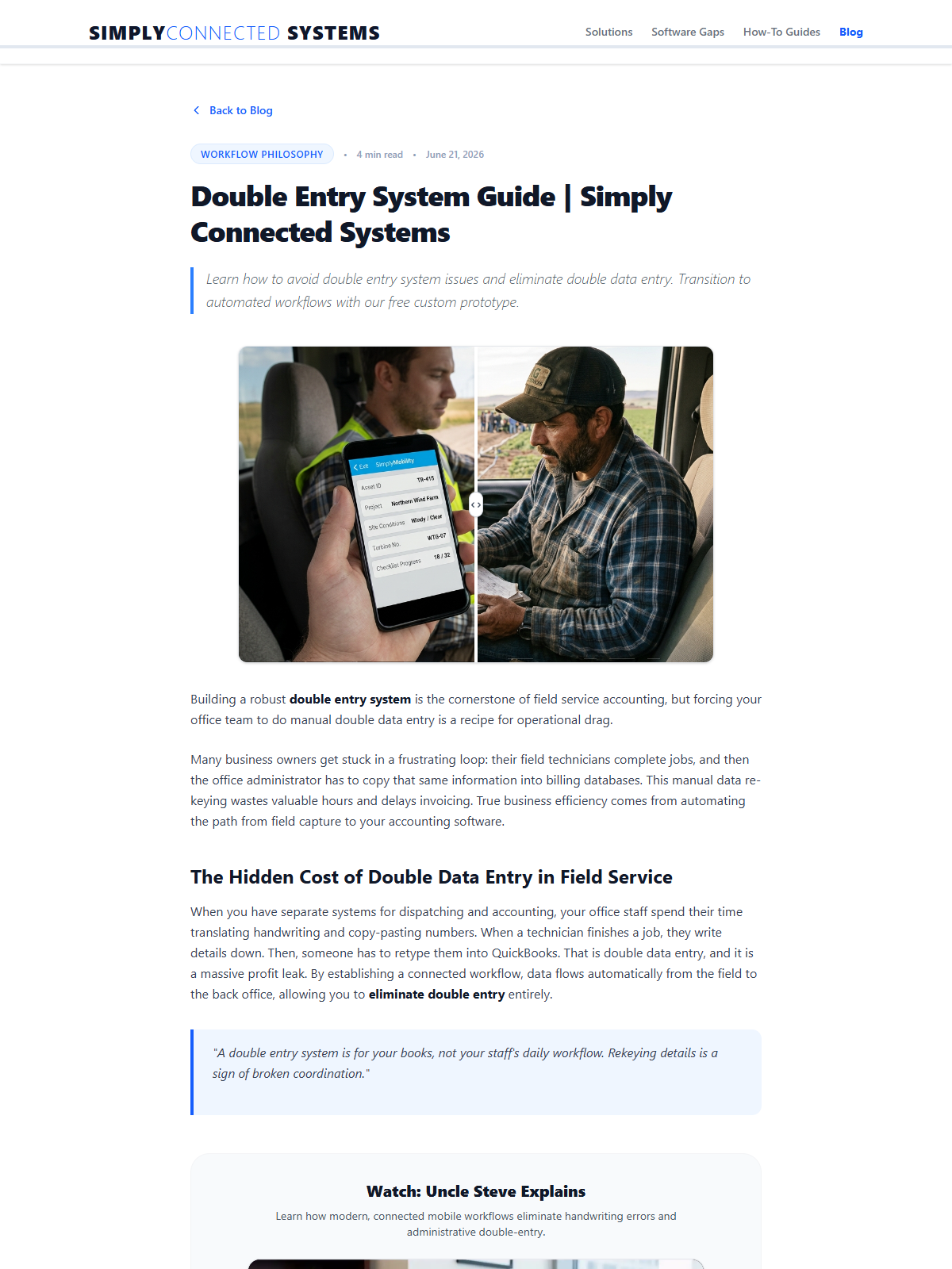 Automated QuickBooks integration syncing mobile field form data - Simply Connected Systems