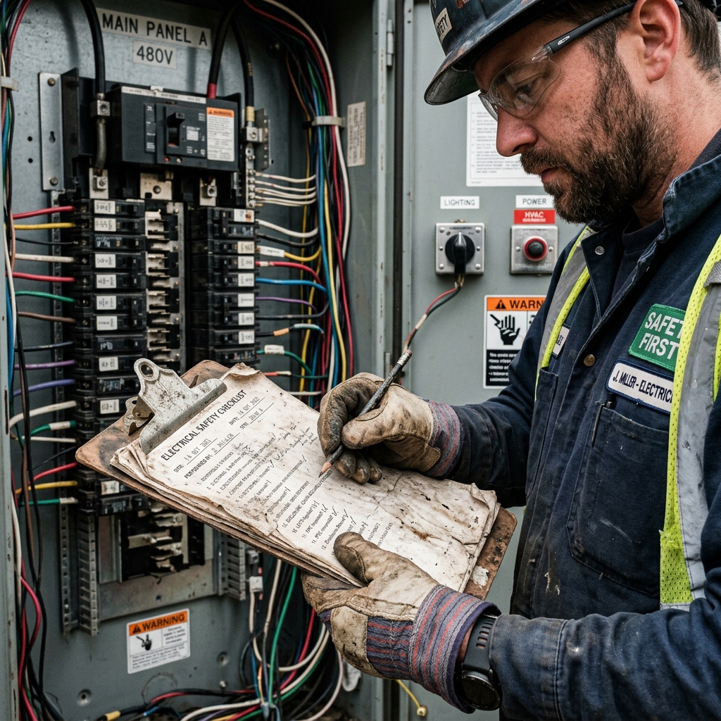 Manual paper-based electrical inspection checklist and panel logs - Simply Connected Systems