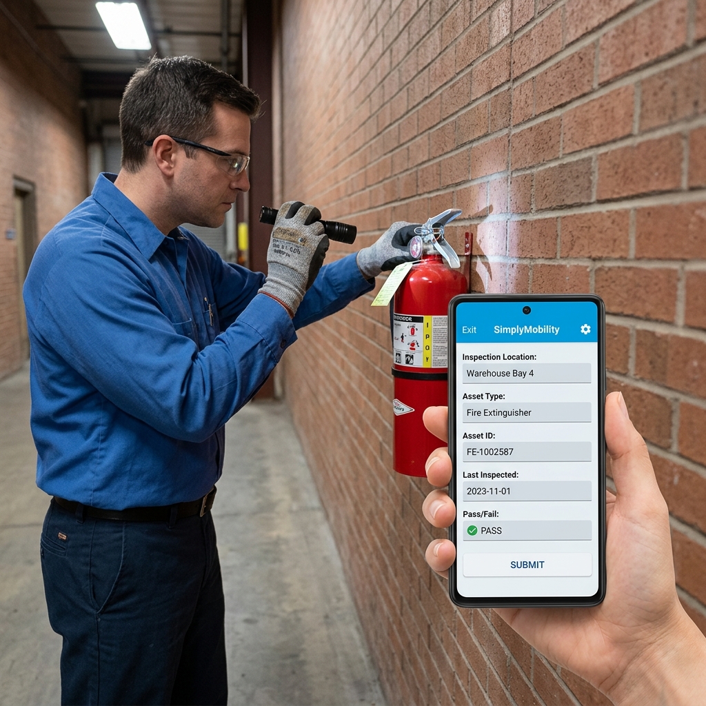 Digital fire safety inspection checklist on Simply Mobility mobile client - Simply Connected Systems