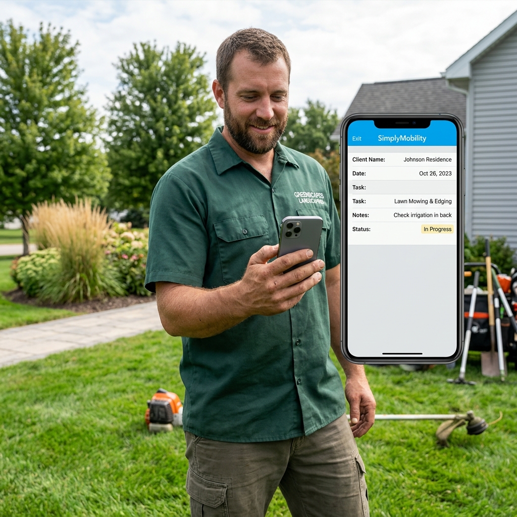 Digital landscaping checklist and reports on Simply Mobility mobile client - Simply Connected Systems