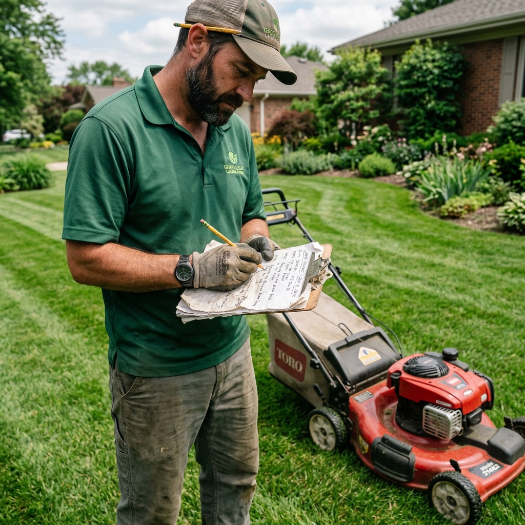 Manual lawn care maintenance logs and paper clipboard - Simply Connected Systems