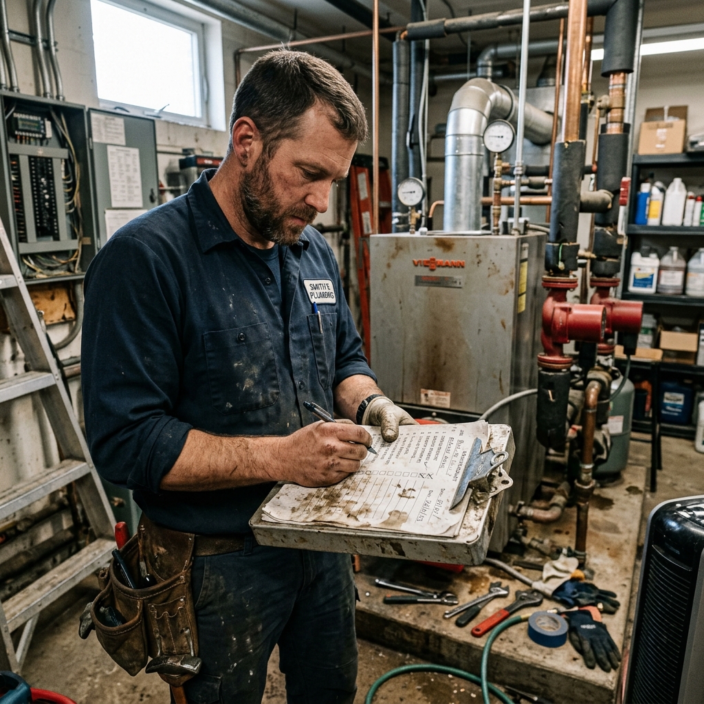 Manual paper-based plumbing inspection checklist and clipboard - Simply Connected Systems