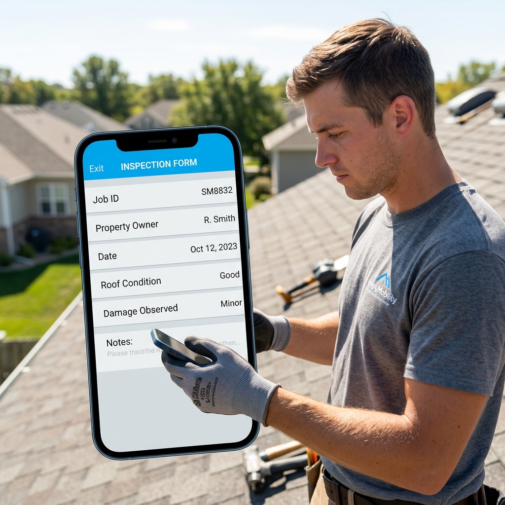 Digital roof safety and leak report on Simply Mobility mobile client - Simply Connected Systems